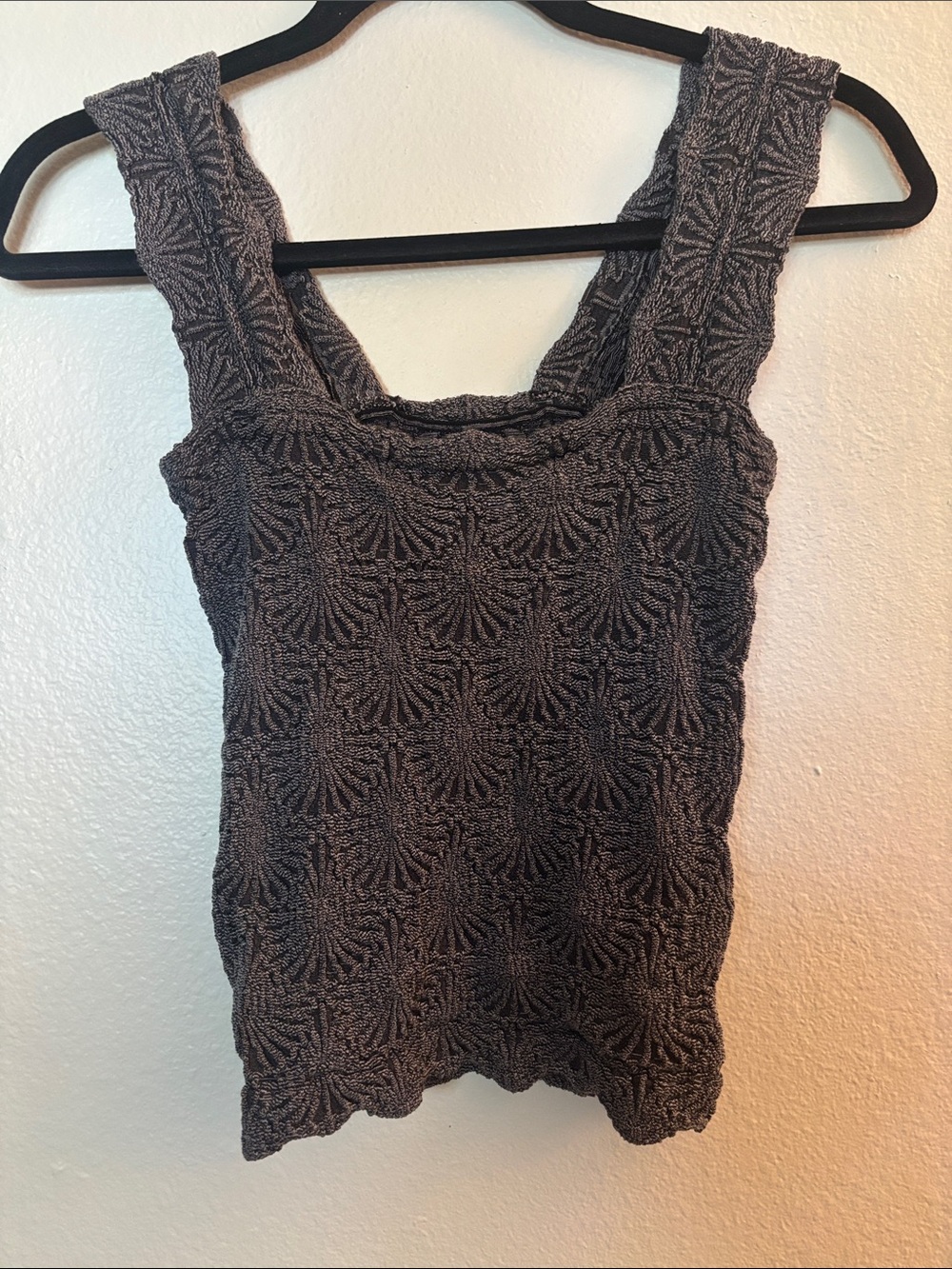 Textured Square-Neck Tank Top - Gray
